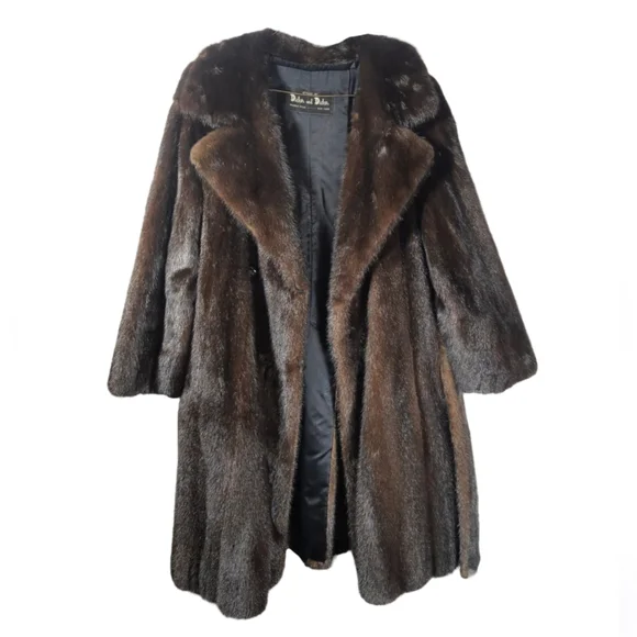 Dicker and Dicker Authentic Mink Fur Coat in Dark Brown Bev. Hills New York